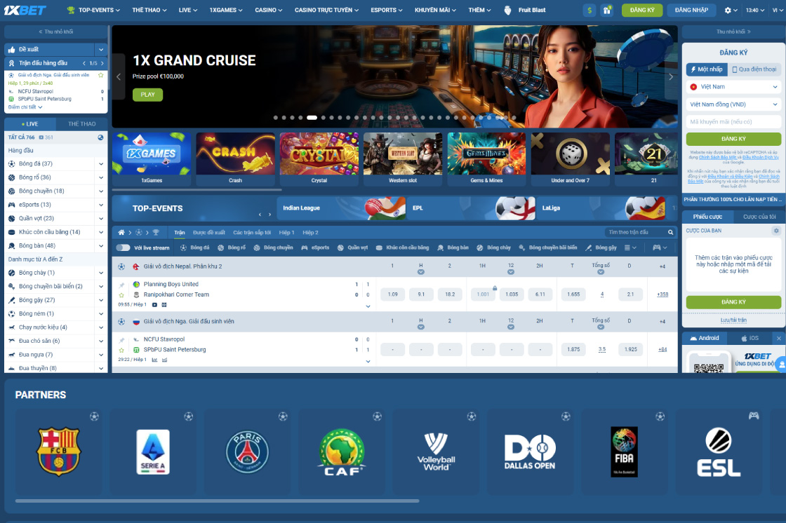 1xbet Trang cá độ bóng đá 2025